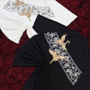 تیشرت گلدوزی طرح درنا پارچه ماکان